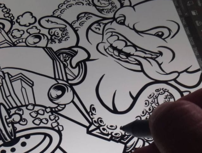 OCTOPUS IN TAMIYA inking process animal car cartoon character cute design fish halloween illustration mascot monster ocean ocotpus racing sea t shirt tamiya toy water