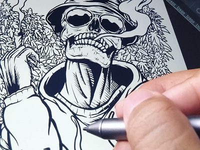 SMOKER HYPEBEAST WEED inking process cannabis full moon halloween halloween party horror hypebeast illustration marijuana monster moon skeleton skull smoke spooky tombstone vape weed weed leaf weed lovers zombie