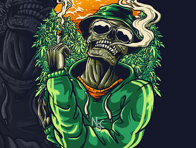 SMOKER HYPEBEAST WEED cannabis full moon halloween halloween party horror hypebeast illustration marijuana monster moon skeleton skull smoke spooky tombstone vape weed weed leaf weed lovers zombie