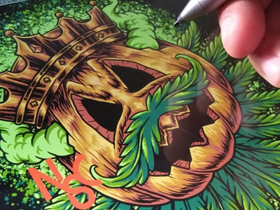 KING PUMPKIN WEED MUSTACHE coloring process