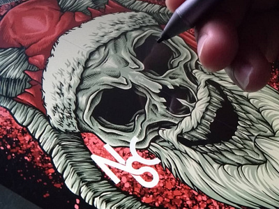 SANTA SKULL HORN HEAD coloring process