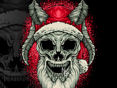 SANTA SKULL HORN HEAD character christmas christmas gift halloween horn horror illustration merry christmas monster santa santa claus santa hat santa skull santa skull christmas gift scary skeleton skull spooky winter xmas