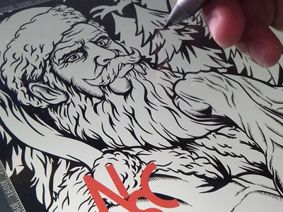 STRONG SANTA inking process bodybuilding brawn character christmas fitness illustration merry christmas monster mucle nerve new year santa santa claus santa hat sinew strong strong santa thews winter xmas