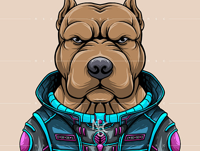PitBull CYBER-02 . NFT Collectibles. animals character cyberpunk dog foundation illustration larvalabs nft nftart nftartist nftcollectibles nftcreator nifty nscgd opensea pet pitbull space