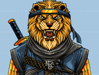 Lion JAPANESSE-02.NFT Collectibles animals character commission crypto foundation illustration japanesse larvalabs lion nft nftart nftartist nftcollectibles nftcreator nifty nscgd opensea samurai sword tiger