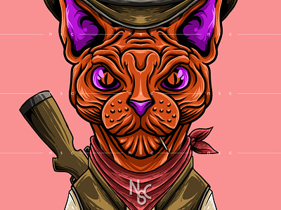 Sphynx Cowboy.NFT Collectibles animals cat cat lover character cowboy crypto ethereum foundation illustration larva labs nft nft art nft artist nft collectibles nft community nft creator nifty nscgd opensea sphynx