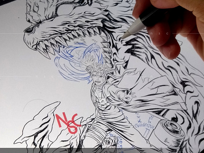 Uzumaki Naruto x Kurama Fire - Sketching Process