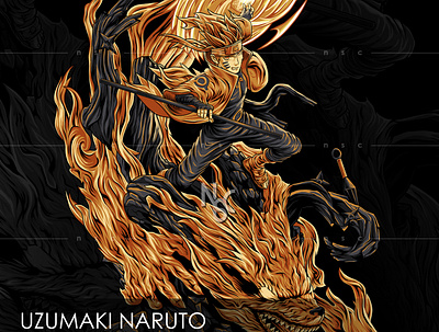 Uzumaki Naruto Rikudou Mode anime anime art apparel character clothing clothing brand fanart fire illustration kurama manga naruto naruto shippunden naruto uzumaki nft nft art nft artist nft creator nscgd tee