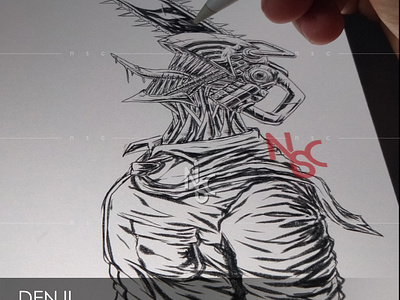 Denji Chainsaw Man BW - Sketching Process