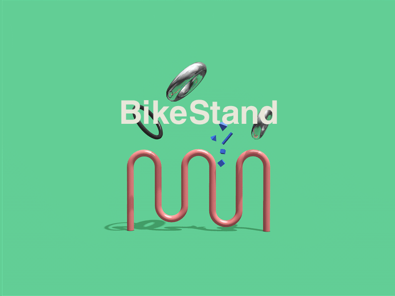 XVI 3d animation bicycle bike branding c4d design gif gravity physics shapes type