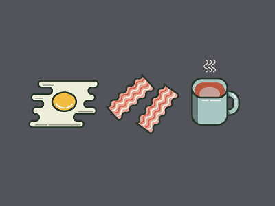 Breakfast bacon breakfast coffee egg fried hangover icons vector