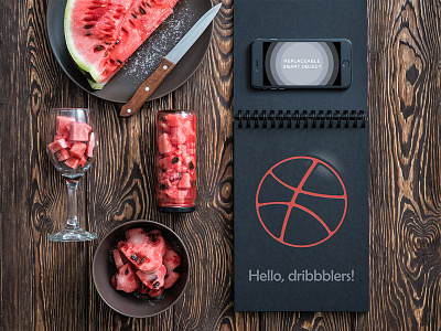 Greeting To Dribbble Community! berry design food free fruit iphone menu mock up psd slice ui watermelon