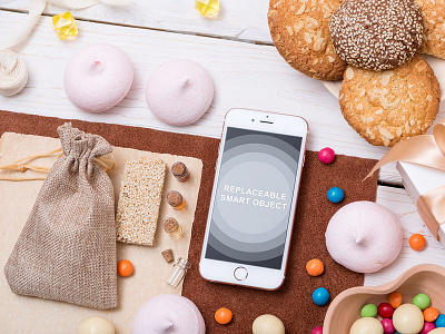 Iphone 6s Candy Scene Mockup app candy cookie iphone kiss mockup photo rose sweet yummy