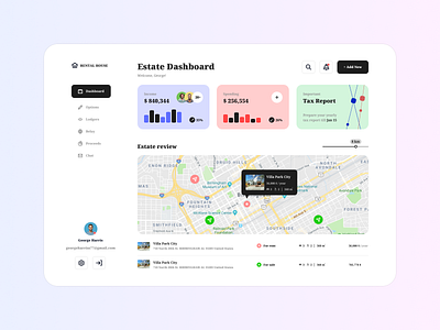 Dashboard for buying/selling or renting houses, concept