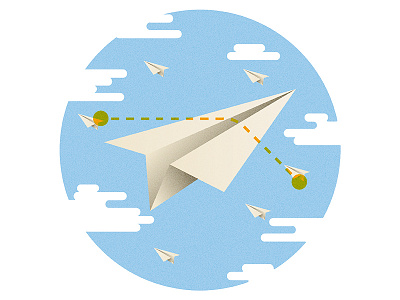 Paper Airplane airplane clouds illustrator paper sky travel vector