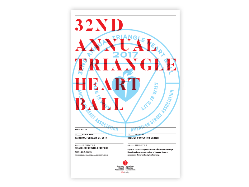 Triangle Heart Ball Concept poster stencil typography