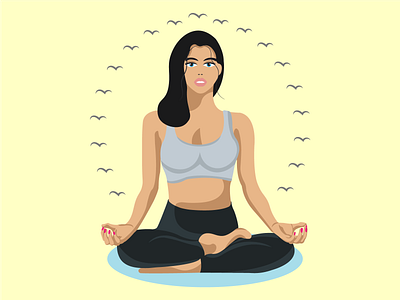 Girl in the lotus position. a set of exercises adobe illustrator branding design graphic design healthy habits illustration logo morning gymnastics physical activity poster proper nutrition sport sports activities ui ux vector weight loss wellness treatments yoga pose