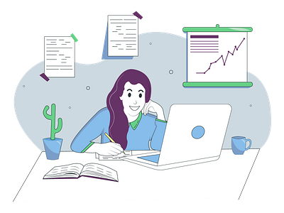 Online education. The girl is working on a laptop adobe illustrator design graphic design illustration ui ux vector website