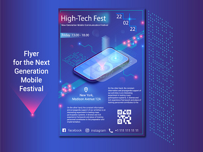 Flyer of the festival of new technologies adobe illustrator banner branding brochure design flyer future graphic design illustration logo marketing mobile modern technologies typography ui ux vector web