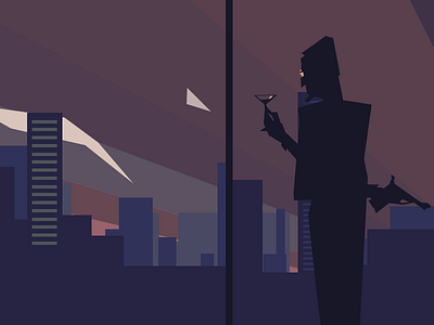 A View To Kill For illustration lowpoly noir sunset