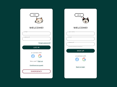 Sign In Sign Up Pet Adoption App app design mobile ui ux web design