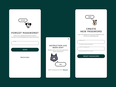 Forgot Reset Password Pet Adoption App app design ui ux