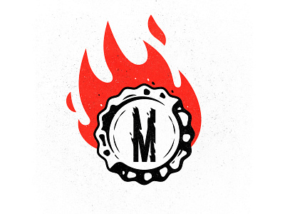 It's been a hot minute... badge bottle cap fire flames illustration