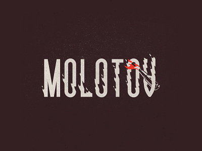 Molotov bottle fire flames illustration logo type typography vector wordmark