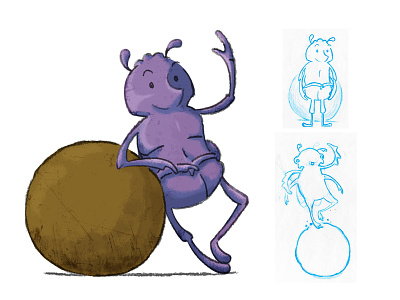 Dung Beetle beetle bug dung beetle illustration poop process sketch