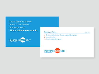 Business Card for Insurance Paid Easy business card design fintech layout univers typeface