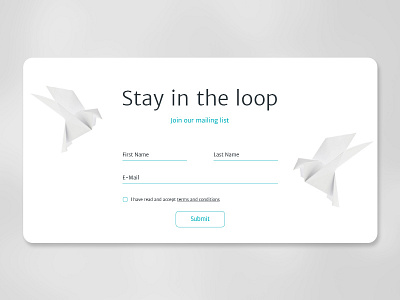 Stay in the loop birds email form imagination join marketing origami popup subscription
