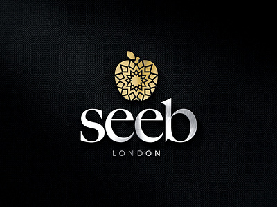 Seeb London Logo on Dark apple black dark gold icon logo luxury premium retail seeb silver typeface