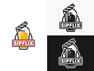 Sipflix Logo Exploration beer beer art branding design geometry head illustration logo movies photoshop typography vector