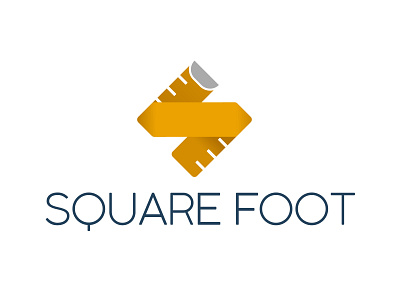 Square Foot Logo Concept 2 branding design geometry home home inspection house illustration logo measure simple square foot tape measure typography