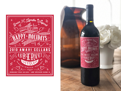 Holiday Wine Label christmas design illustration typography vector wine label