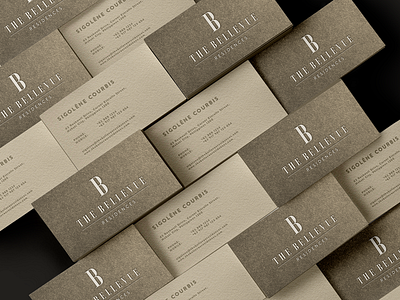 The Bellevue Residences branding business card design gold hotel identity illustration logo mark type typography visual identity