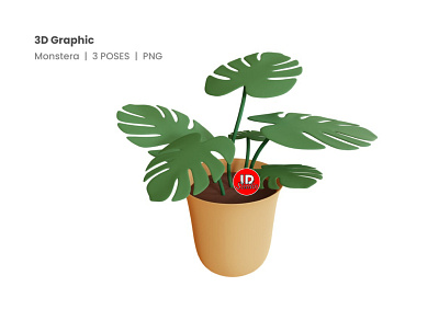 3D Graphic Monstera poster
