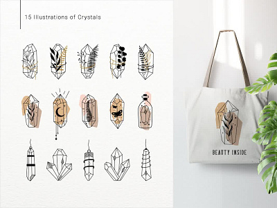 15 Illustrations of Crystals background