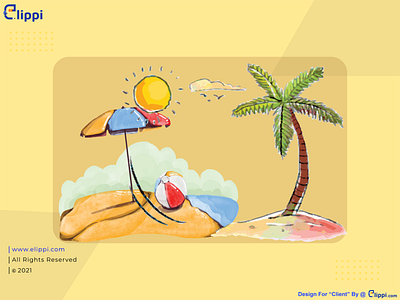 Watercolor Cloudy Beach Illustration Done For Client beach illustration best illustration design graphic design illustration need graphic designer vector watercolor illustration