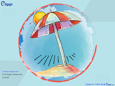Watercolor Umbrella and Sun Illustration Done For Client design graphic design illustration need graphic designer vector watercolor watercolor art watercolor illustration