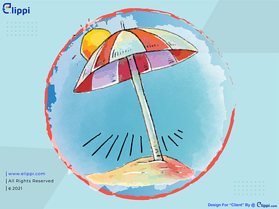 Watercolor Umbrella and Sun Illustration Done For Client