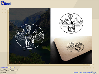 Hot Air Balloon and Fjords Line Art Logo Design For Client design graphic design line art logo line art logo designers line art logo designs line art logos need graphic designer vector