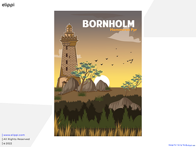 Old Bornholm Illustrated Poster Design For Client