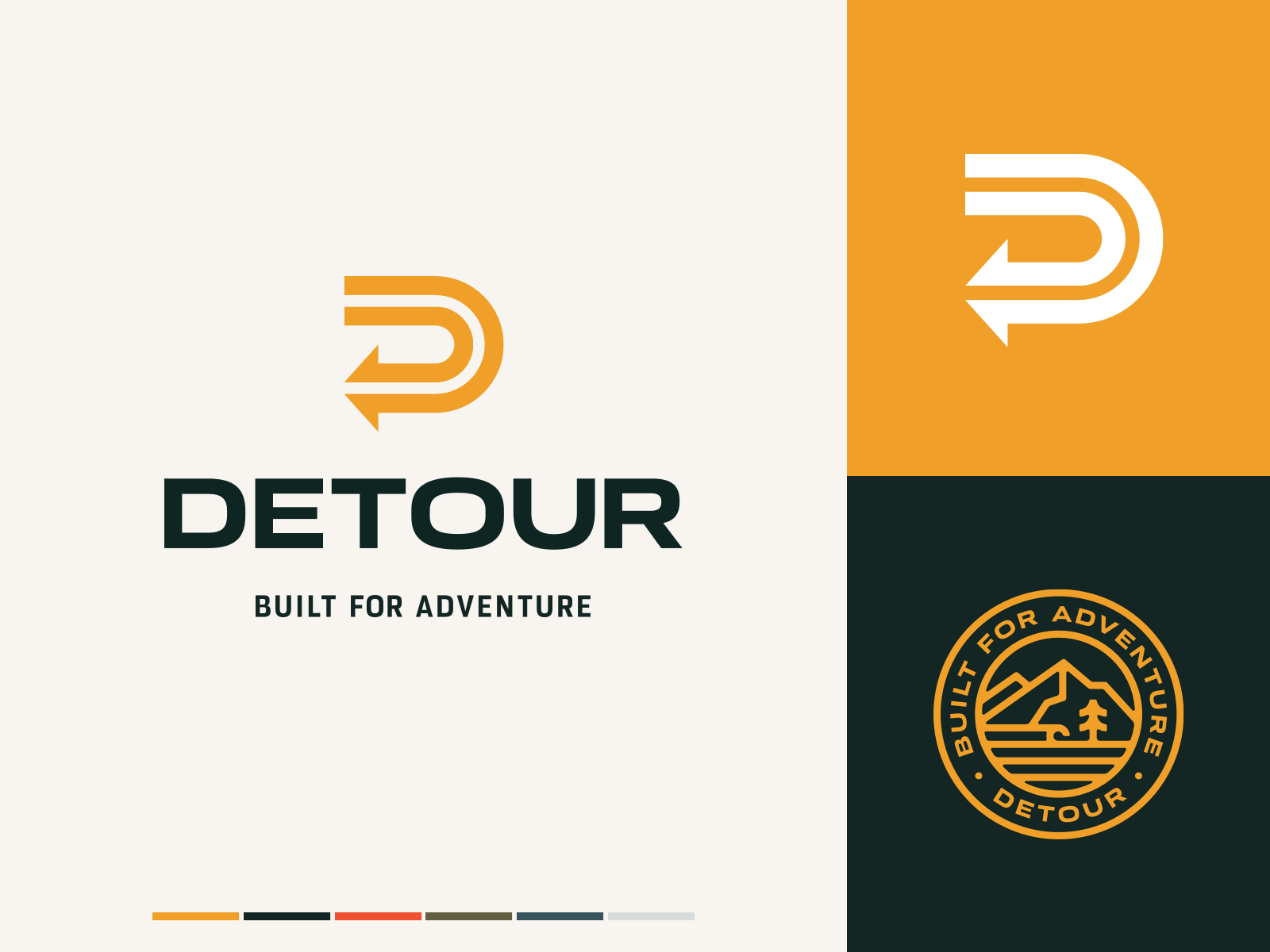 Detour Branding adventure adventure badge badge branding branding and identity design detour logo logo design outdoors road trip vector