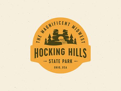 Hocking Hills Branding Concept adventure badge branding cliffs hocking hills logo outdoors park badge patch trees waterfall
