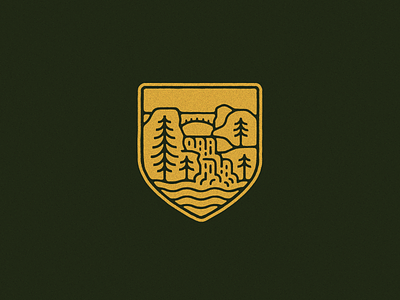 Park Badge adventure badge branding cliffs explore illustration logo outdoors park badge rock rustic state park trees vintage waterfall wilderness