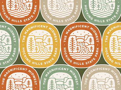 More park badges adventure badge branding cliff design illustration logo outdoors park patch trees vintage waterfall