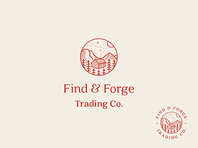 Find & Forge badge cabin illustration logo outdoors shop