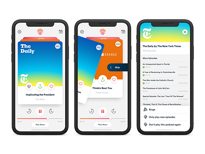 Camino UI app app design design gesture iphonex mobile music music player news play controls podcast swiping ui uidesign uiux