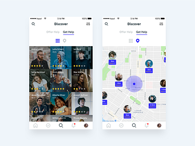 Grid & Map View app clean design grid grid layout interface map map view ui